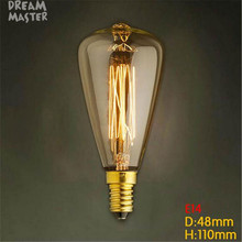 Retro vintage 40w 220v edison lâmpada st48 e14 lâmpadas incandescentes esquilo-gaiola filamento lâmpada edison 2024 - compre barato