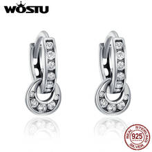 WOSTU Authentic 925 Sterling Silver Double Circle Dazzling CZ Round Earrings For Women Luxury  Jewelry Bijoux CQE139 2024 - buy cheap