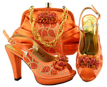 Лидер продаж, оранжевые туфли-лодочки wemon с цветочным дизайном, африканская обувь, комплект сумок для платья, MM1066, Каблук 10,5 см 2024 - купить недорого