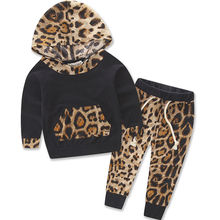 Newborn Baby Girls Boys Kids Clothes Spring Sweatshirt Tops Pants 2pcs Wild Leopard Print Outfits Tracksuit 2024 - buy cheap