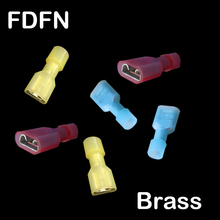 FDFN1.25-250 FDFN2-250, латунь, красный, желтый, синий цвет, полная изоляция, Женский провод, быстроразъемный соединитель, обжимной терминал 2024 - купить недорого