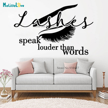 Lashes Speak Louder Than Words Beauty Salon New Design Quote Decal Make Up Grooming Cosmetic Case Decor Wall Sticker B997 2024 - buy cheap