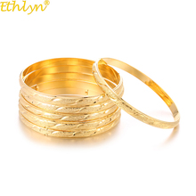 Caixa de joias etíopes douradas com 6 peças, braceletes dubai dourados, braceletes africanos e pulseiras para presentes femininos b171 2024 - compre barato