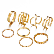 IF ME Vintage Geometric Round Gold Color Ring Sets for Women Trendy Metal Twist Layer Finger knuckle Female Rings Jewelry Gifts 2024 - buy cheap