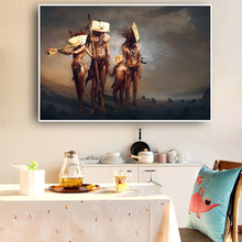 Native Indian Famliy with Mask Fantasy Portrait Canvas Art Scandinavian Posters and Prints Wall Picture for Living Room 2024 - buy cheap