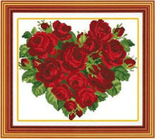 Paquete de bordado envío gratis Kits de punto de cruz hoja con flor rosa en forma de corazón 11CT 2024 - compra barato
