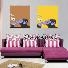 Arte de pared hecho a mano, decoración del hogar, pintura al óleo sobre lienzo, pinturas de animales abstractas, mono de fumar, imagen moderna para habitación, Deocr 2024 - compra barato