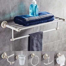 Juego de accesorios de baño de aluminio tallado con acabado blanco y dorado, gancho para bata, soporte de papel, barra de toalla, cesta de jabón 2024 - compra barato