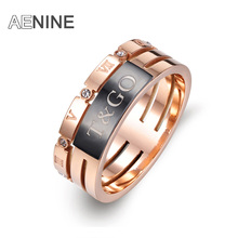 AENINE Classic Stainless Steel Fine Jewelry Mosaic Crystal Roman Numerals Rings Bridal Wedding Engagement Ring Jewelry AR17036 2024 - buy cheap