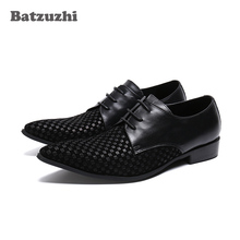 Batzuzhi Italian Leather Mens Dress Shoes Pointed Toe Black Business Leather Shoes Lace-up Formal Dress Shoes, Big US6-US12 2024 - buy cheap