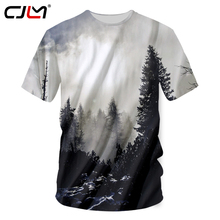 CJLM-Camiseta con estampado 3d de árboles forestales para hombre, de secado rápido, de manga corta y cuello redondo, de marca, verano, novedad 2024 - compra barato