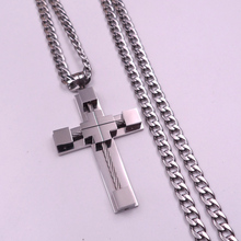6mm 24''  NK Chain Stainless Steel Heavy Huge Wire Biker Cross Pendant  Mens Holiday Gifts 2024 - buy cheap