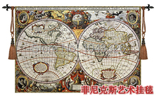 Moda mapa del mundo 140*97cm decorativo jacauard tela decoración antigua tapiz colgante de pared PT-62 2024 - compra barato