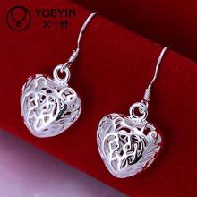Heart shape earrings Wholesale silver plated long Dangle earrings for women wedding jewelry High quality inaures 2022 - buy cheap