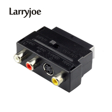 Larryjoe-projetor rgb scart para composto de 3rca s-video, av, tv, adaptador de áudio ou vídeo, gravador de dvd e tv 2024 - compre barato