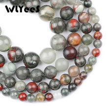 Wlyeus contas soltas de pedra natural, contas redondas com pedra sanguínea, 6 8 10 12mm, tamanho selecionável para mulheres, pulseiras de joalheria, faça você mesmo, 15 'fio 2024 - compre barato