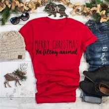 Рождественская футболка с надписью хлопковая модная гранж tumblr вечерние подарок к празднику праздновать лозунг рубашка в винтажном стиле; Повседневные футболки для девочек 2024 - купить недорого