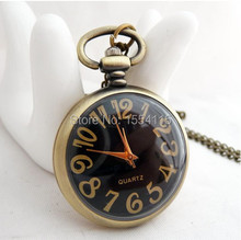100pcs/lot Vintage Bronze NO Cover Black Dial  Quartz Pocket Watch Necklace Creative Personality Gift Watch 2024 - buy cheap