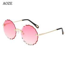 2019 AOZE luxury Round Sunglasses Women Brand Designer Rimless Sun Glasses for Female Tint Fashion rosie Eyewear oculos UV400 2024 - buy cheap