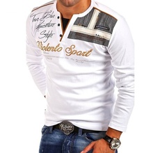 Zogaa nova moda masculina camiseta com decote em v camisa de manga longa casual magro ajuste de algodão t camisas para roupas masculinas 2024 - compre barato