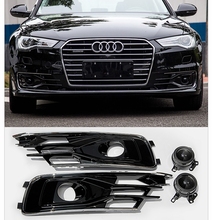 MONTFORD For Audi A6 C7 2016-2018 ABS Material Front Bumper Foglight Grille Fog Light Lamp Set Fog Light Lamp Grille Covers 2Pcs 2024 - buy cheap