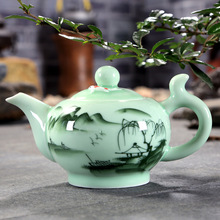 Tetera china de celadón, Tetera de cerámica elegante decorativa para el hogar, tetera de té de porcelana hecha a mano de Kung Fu 2024 - compra barato