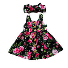 Для малышей Одежда для детей; малышей; девочек летнее платье с цветочным рисунком праздничное платье принцессы платья без рукавов повязка 2 шт. От 0 до 4 лет 2024 - купить недорого