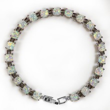 SZ0032   2016 Trendy Fire White Opal Gem Charm Bracelets For Women Silver Plated Bracelets & Bangles Fine Jewelry for Lady 2024 - buy cheap