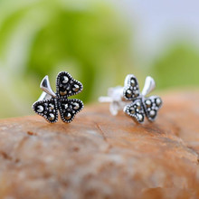 KJJEAXCMY fine jewelry S925 pure silver stud four-leaf clover female earpiece 2024 - buy cheap