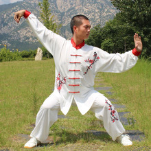 USHINE HX12 branco estilo chinês flor de Ameixa TaiChi longo-luva uniforme KungFu Wushu TaiChi uniforme Taichi roupas adulto criança 2024 - compre barato