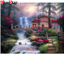 Needlework diy diamond painting cross stitch kits full resin square diamond embroidery Mosaic Home Decor landscape river  XY1 2024 - buy cheap