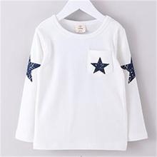 Camisa de manga comprida infantil, camiseta para meninos e meninas com estampa de estrela 2024 - compre barato