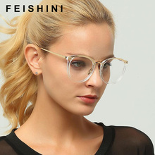 Feishini черная оправа для очков для близорукости овальные очки прозрачные линзы для зрения оправа для женщин Винтажная прозрачная розовая оправа по рецепту 2024 - купить недорого