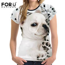 FORUDESIGNS Kawaii 3D French Bulldog Animal T-shirt Women Casual Tshirt Female Crop Tops O Neck Short Sleeved Woman Shirts Tees 2024 - buy cheap