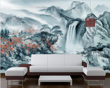 Beibehand-papel de parede personalizado 3d, decoração de casa, mural, tinta chinesa, paisagem, mármore, tv, sofá, fundo, murais, para paredes 3 d 2024 - compre barato