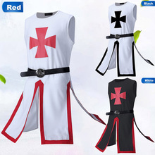 Adult Medieval Knight Solider Templar Crusader Costume Slit Gown Robe Warrior Army Cross Tabard Surcoat Tunic Clothes For Men 2024 - buy cheap