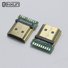EClyxun 1 шт. позолоченный стандартный штекер HDMI типа А с печатной платой 19P HDMI разъем (1,4) 2024 - купить недорого