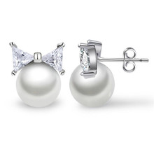 Pendientes Chapado en plata para mujer, joyería para mujer, Charm de perlas de cristal, pendientes de botón de niña, regalo de Navidad 2024 - compra barato