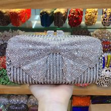 XIYUAN red/silver/sky blue/gold/black/gray  Crystal Clutch Evening Bags Women Party Metal Minaudiere Handbag Wedding Purse bag 2024 - buy cheap