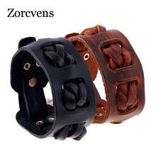 ZORCVENS 2020 Genuine Leather Wrap Vintage Brown Bracelet & Bangles Cuff Braided Jewelry For Men Women 2024 - buy cheap