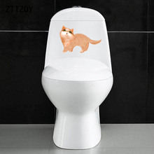 ZTTZDY 23,8*15,5 см Walking Cat мультфильм настенная наклейка Смешные животные Туалет наклейки на сиденья T2-0028 2024 - купить недорого