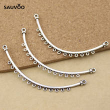 SAUVOO 10pcs Antique Silver 13 Loop Curved Necklace Connector Pendants Findings 5*71mm DIY Handmade Jewelry Accessories F1096 2024 - buy cheap