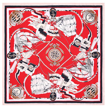 POBING 100% Silk Scarf Woman Sailboat Print Square Scarves Ins Luxury Bandanas Small Hijab Foulards Lady Tie Headband 53x53CM 2024 - buy cheap