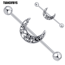 TIANCIFBYJS 14G Acero inoxidable largo industrial pendientes de pesas barra Stright cartílago helicoidal trago Piercing cuerpo joyería 20 piezas 2024 - compra barato