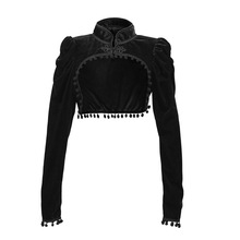 Black Velvet Stand Long Sleeve Short Steampunk Jacket Women Gothic Bolero Victorian Coat Vintage Corset Accessories 2024 - buy cheap