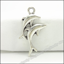 Colgante de delfín Vintage para mujer, tibetana de aleación de Zinc colgante de plata, compatible con pulsera, collar, hallazgos de joyería de Metal, 100 Uds. 2024 - compra barato