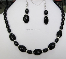 Beautiful 8X12MM & 13X18mm new Black Onyx Gems Necklace Beads Stone 18 "Earrings Hand Made Jewelry sets BV368 Wholesale Price 2024 - buy cheap