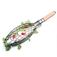 Fish Grill Basket Nonstick BBQ Barbecue Fish Grilling Roast Basket Wooden Handle Outdoor BBQ Tools Grills 2024 - buy cheap