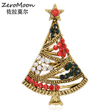 Crystal Rhinestone Christmas Tree Brooch Pin Metal Santa Claus Accessory Holiday Fashion Vintage Jewelry 2024 - buy cheap