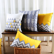 Yellow Decorative Pillows Case Grey Geometric Cushion Cover Home Decor Gray Velvet Pillowcase Striped Pillow For Sofa 45x45cm 2024 - buy cheap